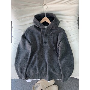 网图美式复古V领毛衣男款秋冬连帽上衣情侣针织衫MM903-特P55图片