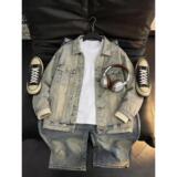 美式高街黄泥色工装牛仔外套男春秋季水洗做旧夹克WP026-特P62，男装工装外套，星座1007（原301D）