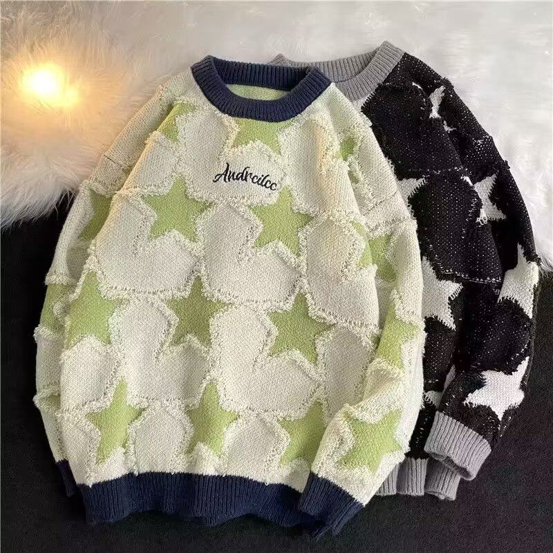 American Star Sweater Men's Women's Autumn and Winter Pullover Loose Couple Knit M55215-P52_voghion.com