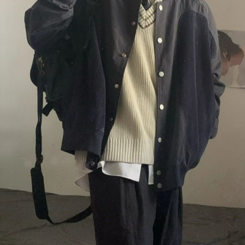 网图复古美式男潮牌撞色春秋款宽松休闲高级感外套JK1676-特P60,女装短外套,星座1007（原301D）