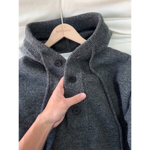 网图美式复古V领毛衣男款秋冬连帽上衣情侣针织衫MM903-特P55