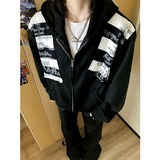 网图美式字母贴布刺绣连帽卫衣男秋季情侣开衫外套YW006-特P45，女装短外套，星座1007（原301D）