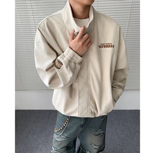 秋季新款杏色立领工装灯芯绒夹克男女宽松百搭休闲外套MW21-特P85图片