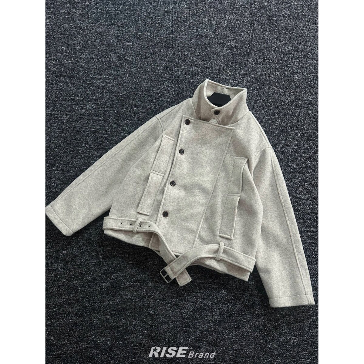 中古风立领羊毛夹克男双排扣绑带短款毛呢外套TB1052-特P85,男装夹克,星座1007（原301D）