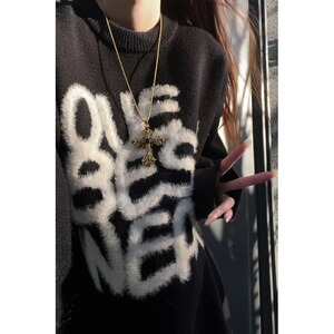 网图美式卡通趣味套头毛衣男女秋冬季圆领针织衫毛衣YM57-特P60图片