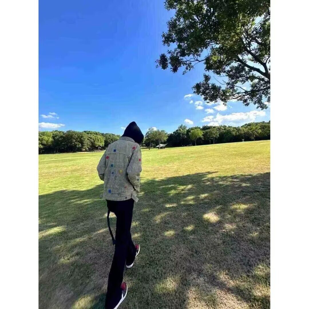 复古街头黄泥水洗毛巾绣牛仔外套男女款宽松做旧夹克R897-特P70,男装工装外套,星座1007（原301D）