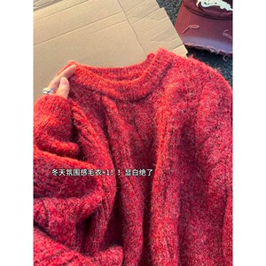 网图美式仿马海毛圆领针织衫秋冬新款宽松套头毛衣MM5823-特P55图片