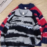 条纹仿貂毛polo领针织毛线衣男女情侣毛衣MMY457-特P60，男装针织衫/毛衣，星座1007（原301D）