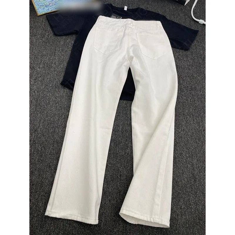 白色牛仔裤男夏季显瘦弯刀裤子微喇宽松直筒裤RWY12-特P33，男装牛仔裤，星座1007（原301D）