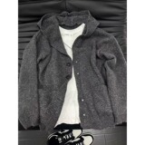 网图灰色连帽纽扣开衫毛衣男女秋季宽松针织衫YTM76-特P55，男装针织衫/毛衣，星座1007（原301D）