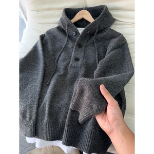 网图美式复古V领毛衣男款秋冬连帽上衣情侣针织衫MM903-特P55图片
