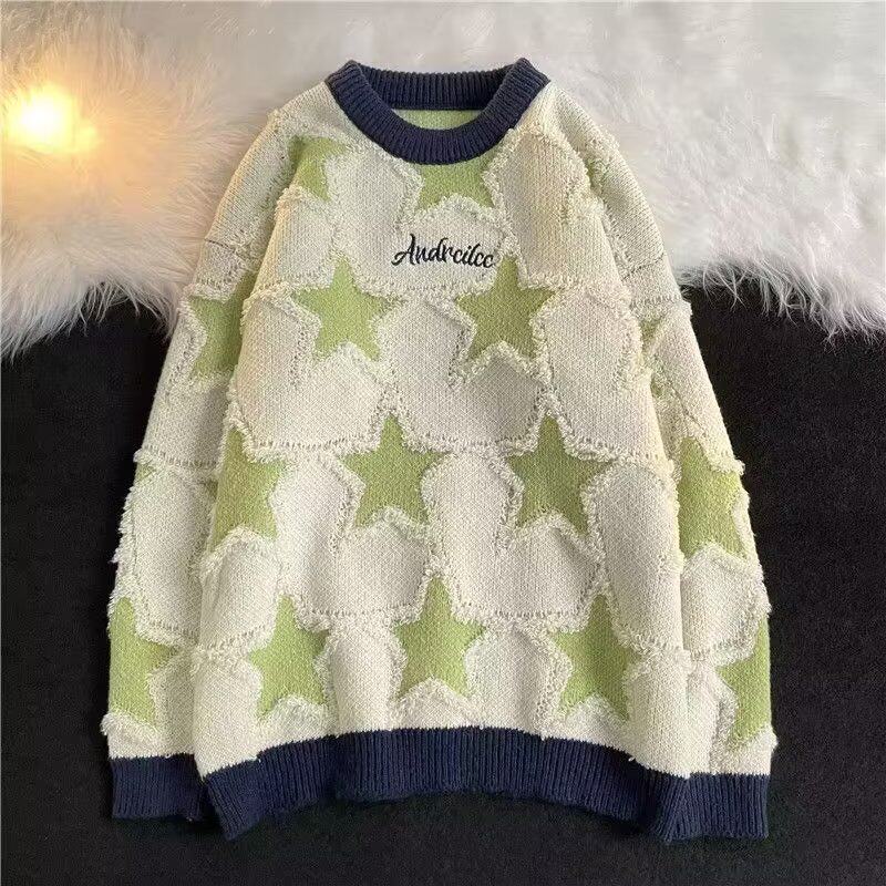 American Star Sweater Men's Women's Autumn and Winter Pullover Loose Couple Knit M55215-P52_voghion.com