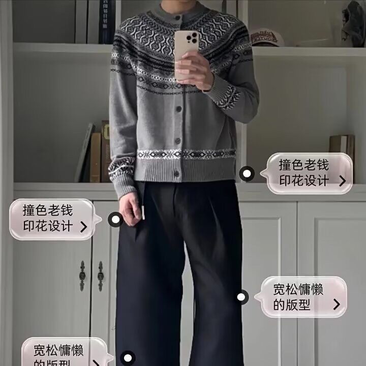 网图冬季新款美式牛角扣开衫毛衣男情侣针织衫外套潮MYY63-特60,男装针织衫/毛衣,星座1007（原301D）