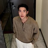 网图套头针织衫宽松慵懒风休闲纯色男士毛衣YM7642-特P48，男装针织衫/毛衣，星座1007（原301D）