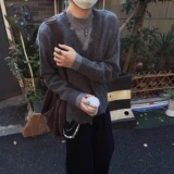网图美式复古拼色毛边设计感假两件针织毛衣男女MYY66-特P65，男装针织衫/毛衣，星座1007（原301D）
