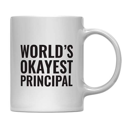 ins 网红最爱World's okayest principal 文字印花马克美式咖啡杯