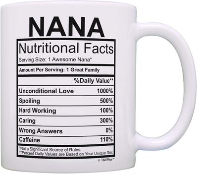 ins网红美式创意Nana Nutritional Facts陶瓷咖啡马克杯