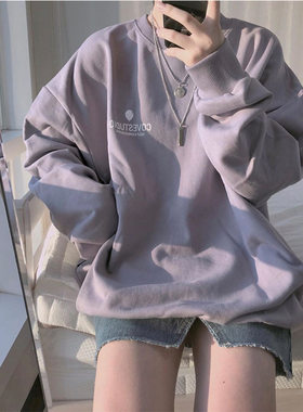 6535棉 2023秋季新款韩版宽松套头长袖卫衣女学生薄款上衣外套女