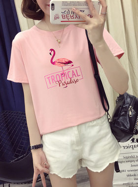 个性夏韩版字母白色短袖t恤女学生百搭宽松半袖体恤原宿风bf上衣T