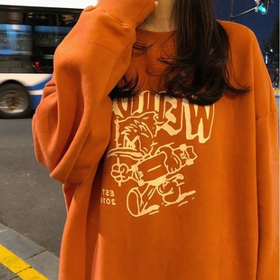 超火薄款卫衣女2024秋季新款宽松印花学生原宿风圆领外套上衣女潮