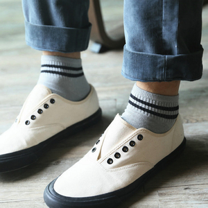 梨小洛袜子男夏季薄款纯色条纹耐磨纯棉吸汗防臭透气两杠运动船袜