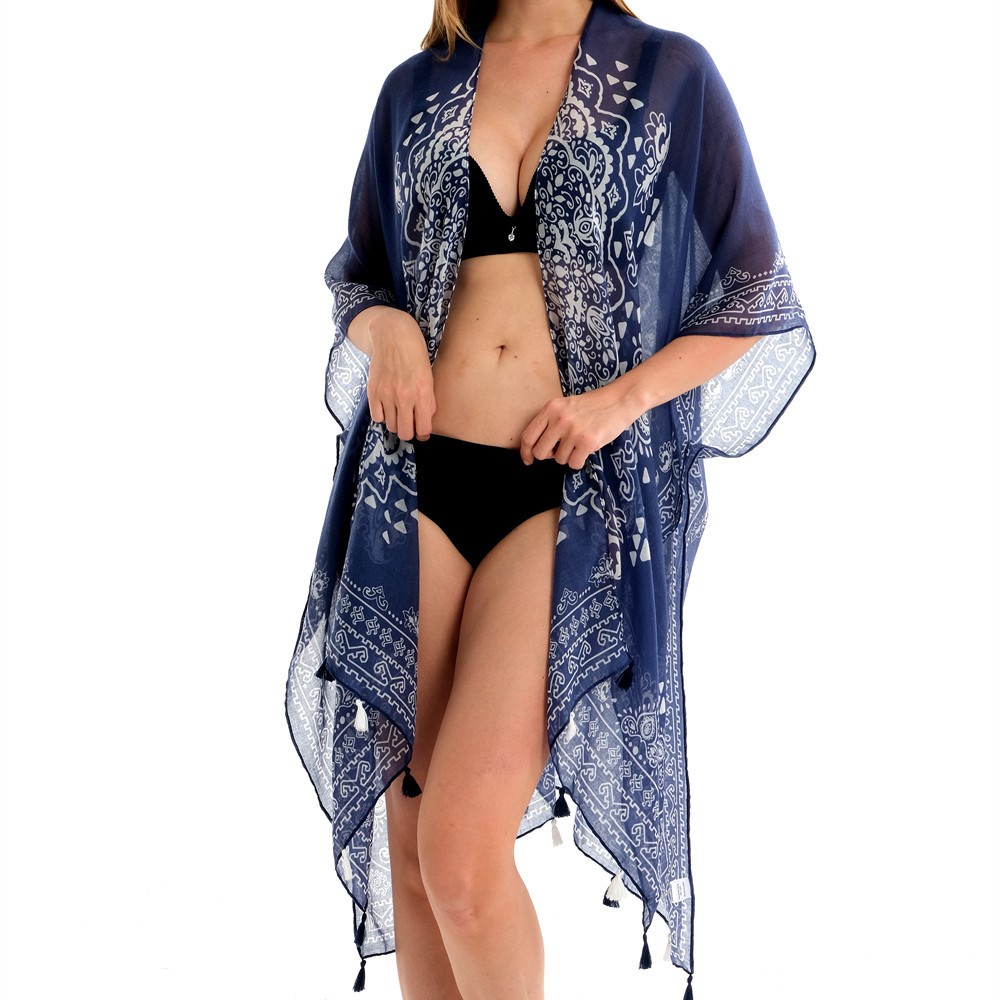 Beach Long Cover Up Swimsuit Short White Ladies Kimono women