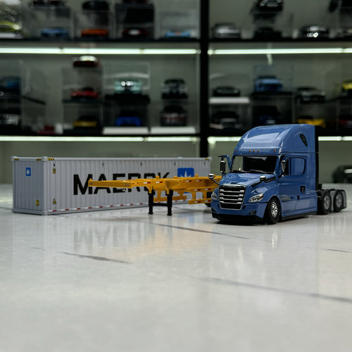 DM 1:50 Maersk 马士基40'冷藏集装箱CASCADIA骨架拖车模型