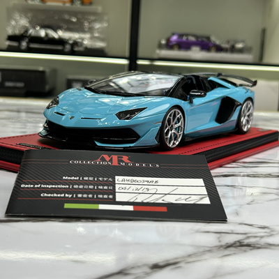 现货MR特注版1:18兰博基尼 Aventador SVJ大牛 蓝色 树脂汽车模型