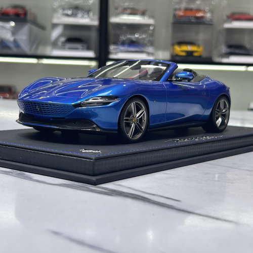 法拉利 Ferrari bbr 1:18  树脂汽车模型 敞篷 蓝色 roma 罗马