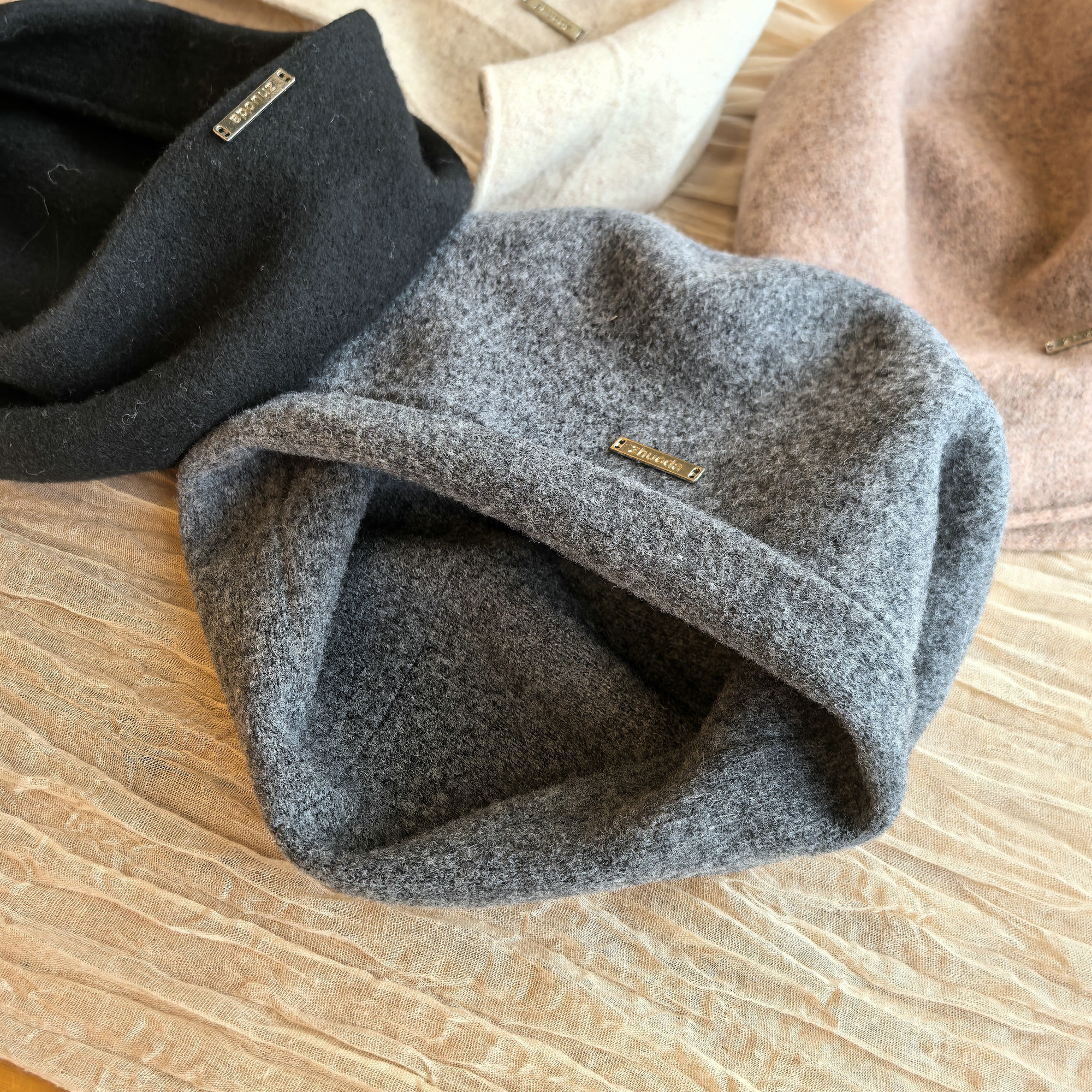 高品质一帽三种戴法堆堆帽秋冬季礼帽可卷边法式优雅帽子赫本风