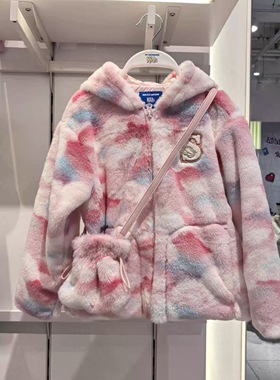 斯凯奇2026马年新款女童亲肤柔软舒适保暖毛绒绒连帽外套L126G015