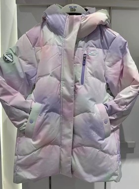 斯凯奇儿童25冬季新款滑雪系列女童中长款羽绒服保暖外套P425G027