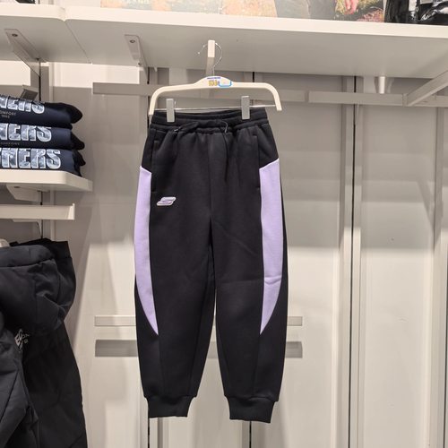 斯凯奇儿童25冬季新款滑雪系列女童运动加绒针织长裤束脚P425G038