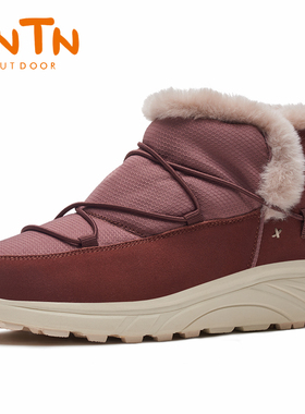 TNTN户外冬季保暖防水厚底俄罗斯东北羊毛加绒女士雪乡地棉鞋靴子