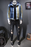 7086春秋季新款潮男休闲连帽格子外套夹克M-5XLP165，男装夹克，钱塘2010-1
