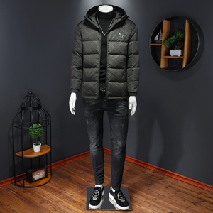 7258冬季连帽外套个性印花保暖白鸭绒羽绒服P310控价398起