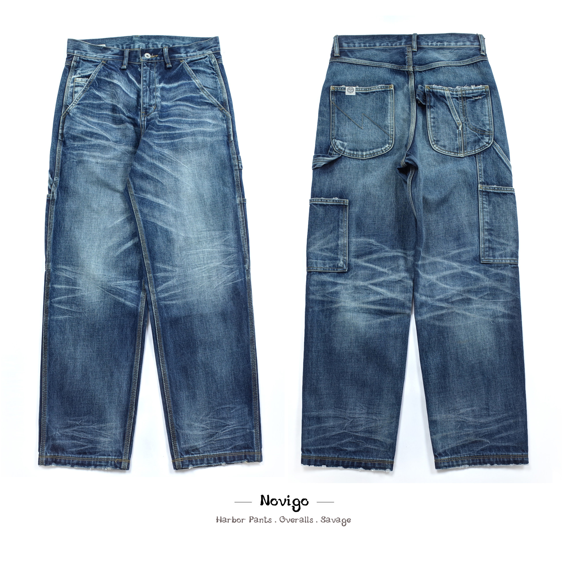法式工装!novigo harbor paniter pants.savage蜂窝型匠洗牛仔裤