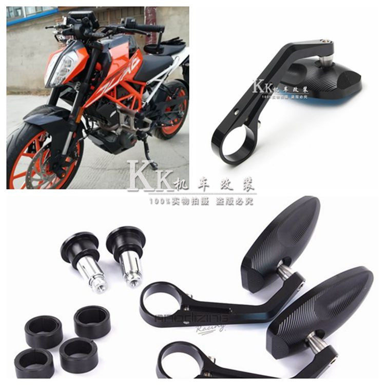 摩托车KTM390改装CNC手把后视镜DUKE390复古车把反光镜把手倒车镜