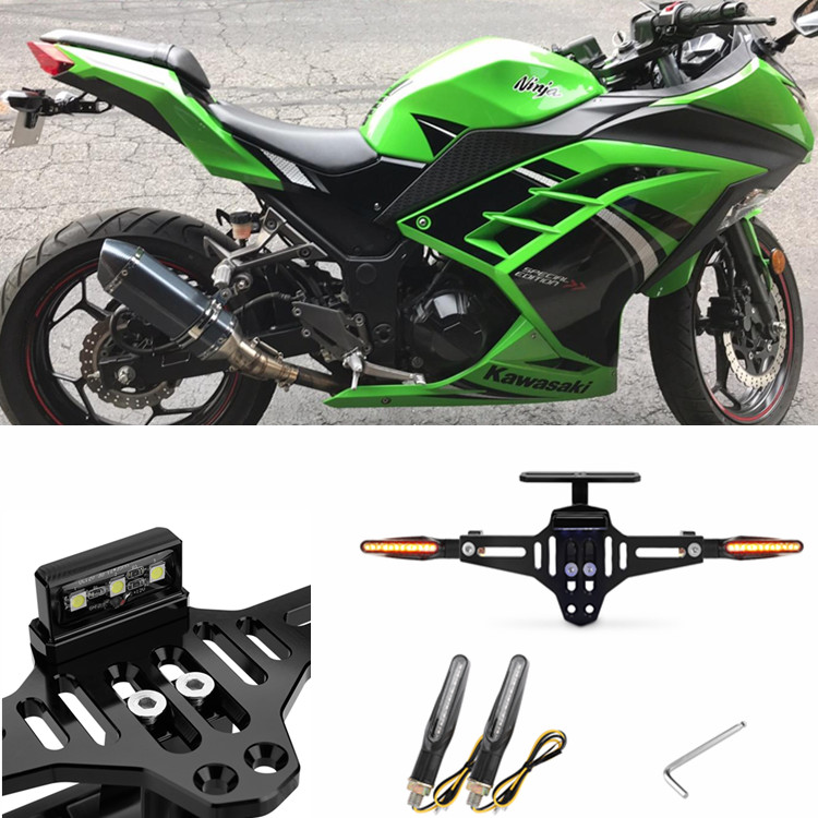 适用川崎小忍者250 Ninja400 250R 300R 改装CNC后牌照架车牌支架