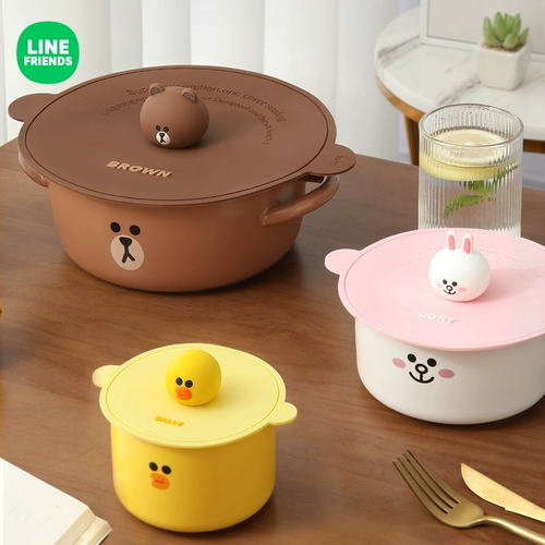 Line friends, милый пищевой силикон, универсальная пылезащитная крышка с уплотнителем, крышка для стакана