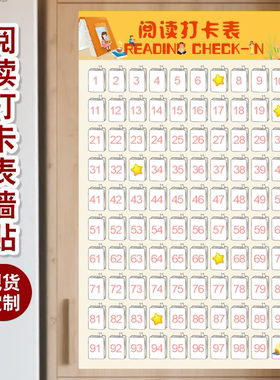 阅读打卡表墙贴100本图书贴纸