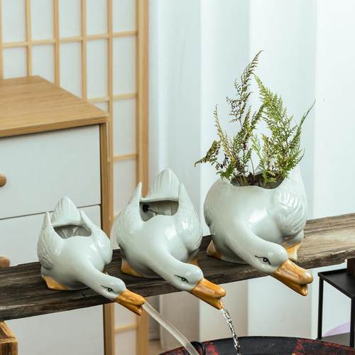 循环流水造景摆件水缸自动鱼池白鸭子创意装饰园庭院过滤生态鱼缸