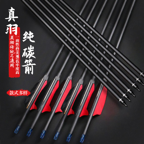 传统弓箭支真羽箭混碳箭