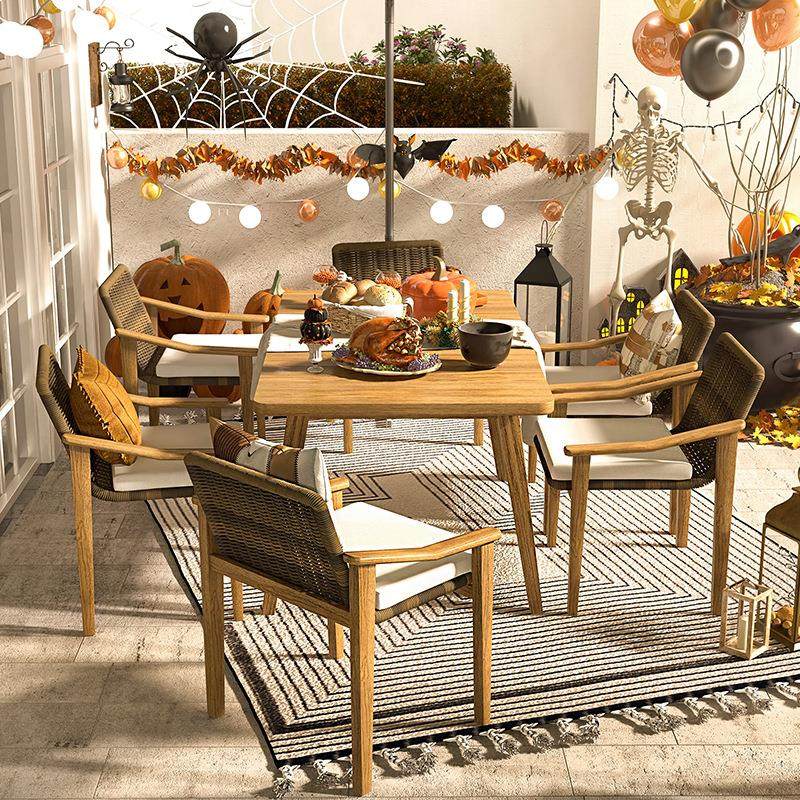 柚木户藤编餐桌WS-0006椅组外合酒店别墅餐厅桌室绳外桌椅露天编,商业/办公家具,商用藤编家具,淘宝优惠券,粉丝福利购,淘宝优惠卷