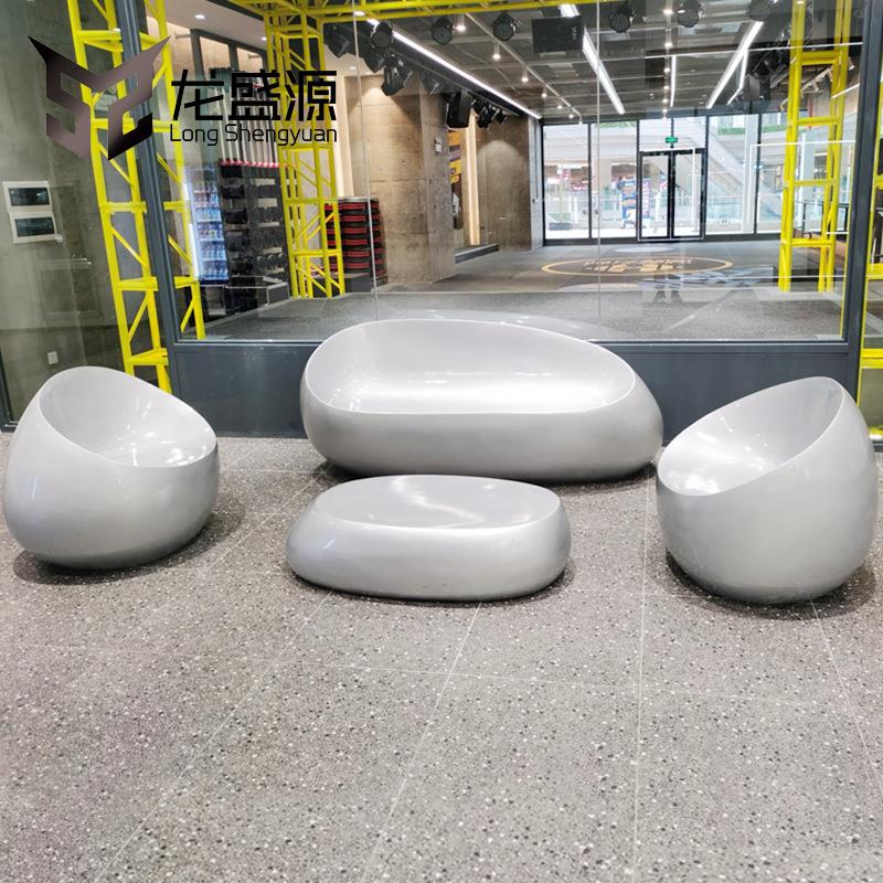 玻厂璃休闲椅商场酒店陈座椅户美外广场公园组合坐凳家钢组合沙发