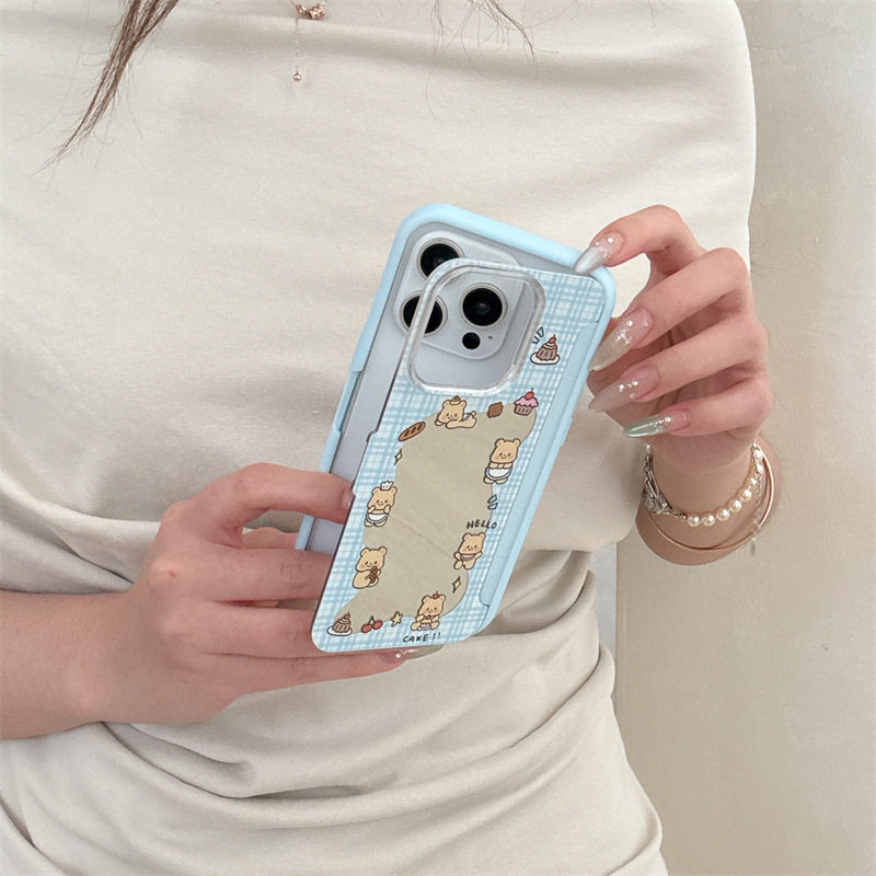 【八囍家】   小众创意镜面翻盖支架适用iPhone16Pro手机壳少女心苹果15高级14原创13二合一个性值防摔保护套