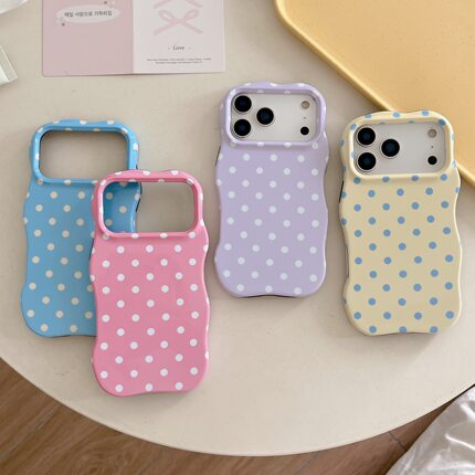 【八囍家】 ins糖果色波点适用iphone17promax波浪壳菲林二合一苹果16少女心15小众14个性防摔不撞壳保护套女