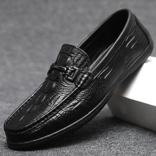 soled casual shoes男皮鞋 bean soft patterned Men crocodile