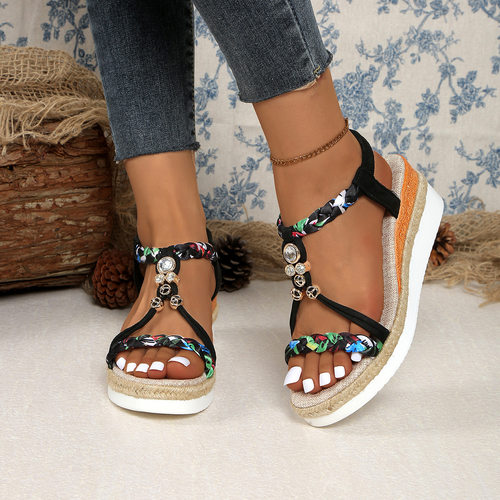 Summer plus women's wedge heel thick soled sandals女坡跟凉鞋