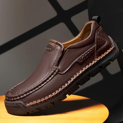 Men's Bean Shoes, Genuine Leather Lazy Shoes, Driving Shoes